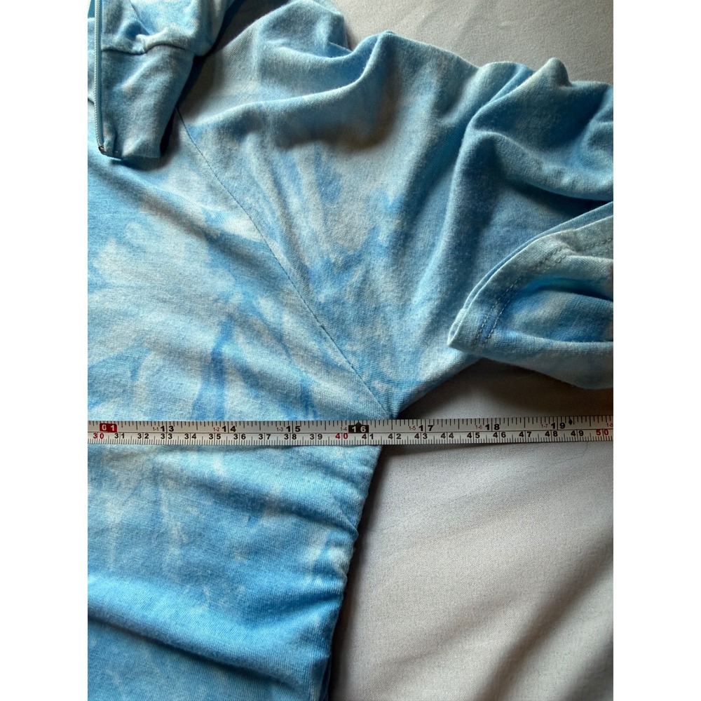 Fashion Nova Blue Tie Dye Mock Neck Ruched Maxi Dress XL Long Sleeve Bodycon - Picture 7 of 7
